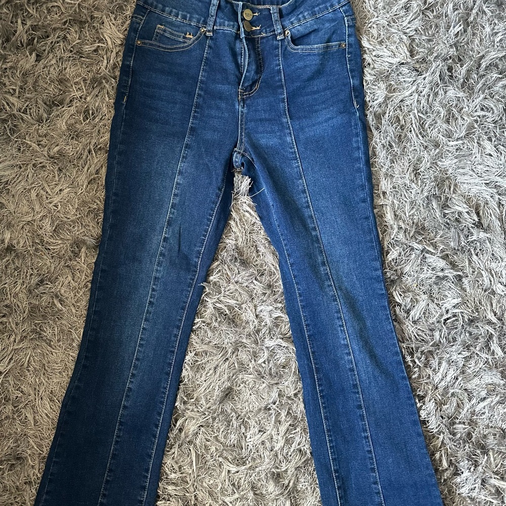 Blue Flare Wide Leg Jeans with Stretch
